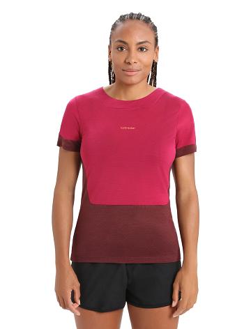 Dámské Tričko Icebreaker ZoneKnit™ Merino Krátké Sleeve Slit Back Růžové | CZ 1345VRWD